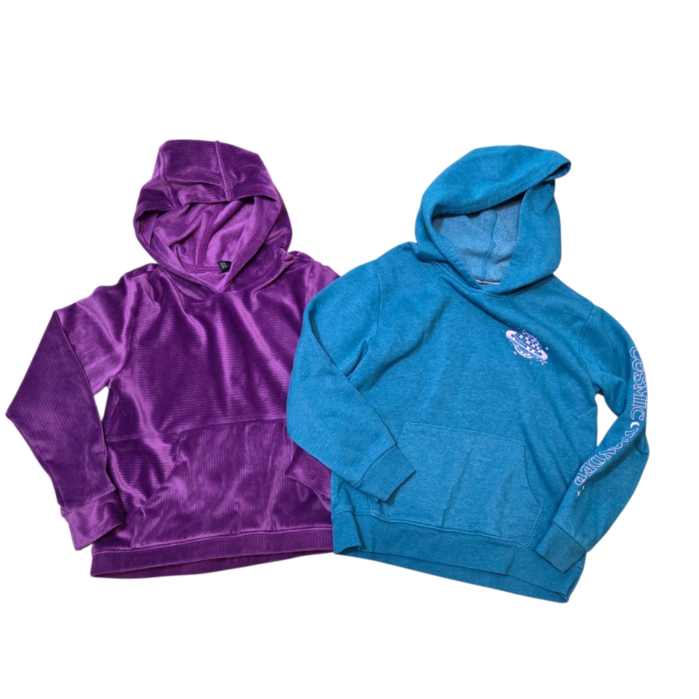 Girls Size Large (10-12) Hoodie Bundle Purple and Blue Set of 2